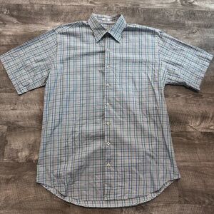 Peter Millar 100% Cotton Multicolor Checked Grid Short Sleeve Shirt Mens L